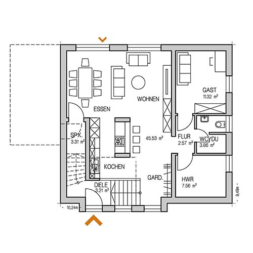 RKR Haustyp | AM HANG AXA 146 | Erdgeschoss