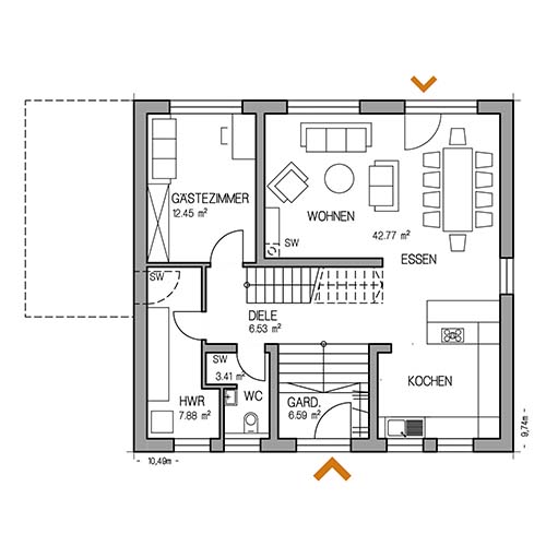 RKR Haustyp | AM HANG STADTVILLA AMA 152 | Erdgeschoss