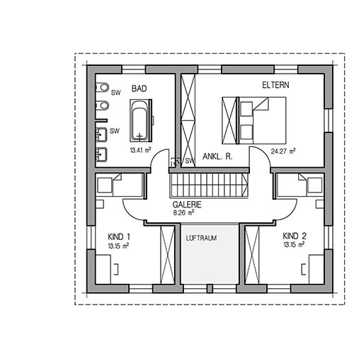 RKR Haustyp | AM HANG STADTVILLA AMA 152 | Obergeschoss