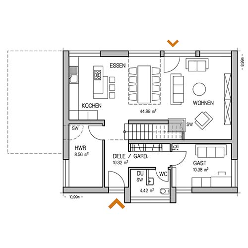 RKR Haustyp | BAUHAUS AKA 150 | Erdgeschoss