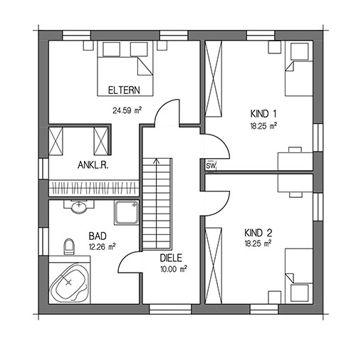 RKR Haustyp | BAUHAUS ELEGANZ 160 | Obergeschoss