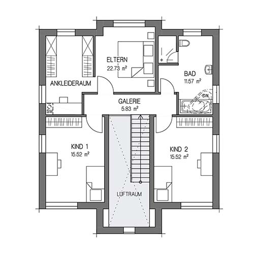 RKR Haustyp | BAUHAUS FAVORIT 155 | Obergeschoss