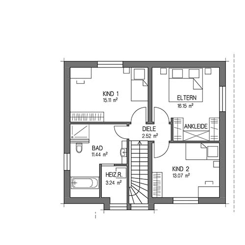 RKR Haustyp | BAUHAUS HARMONIE 125 | Obergeschoss
