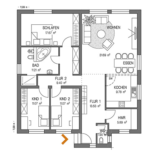 RKR Haustyp | BUNGALOW 123 | Erdgeschoss