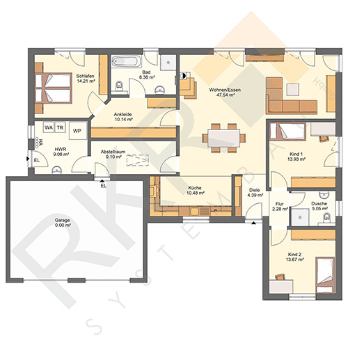 RKR Haustyp | Bungalow Lemberg 149 | Erdgeschoss