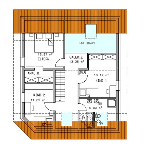 RKR Haustyp | PULTDACH VICTOR 156 | Dachgeschoss