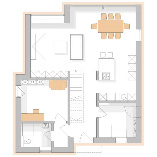 RKR Haustyp | RKR Komfort Haus - Satteldach mit Erweiterung Erdgeschoss | Erdgeschoss