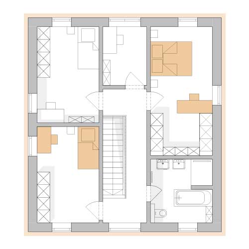 RKR Haustyp | RKR Komfort Haus - Bauhaus mit Erweiterung Erdgeschoss | Obergeschoss
