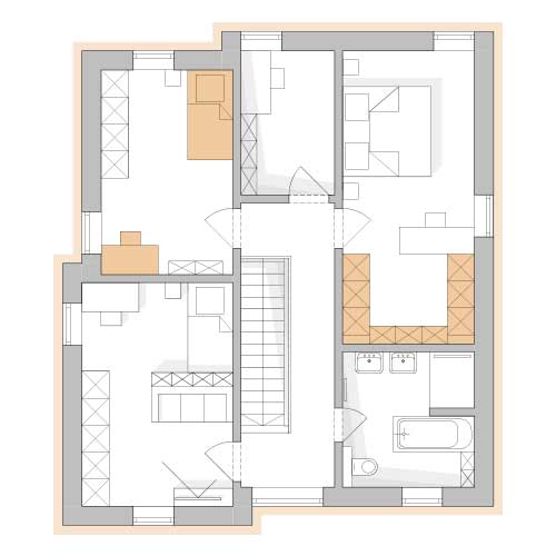 RKR Haustyp | RKR Komfort Haus - Stadtvilla mit Erweiterung Erd- und Obergeschoss | Obergeschoss