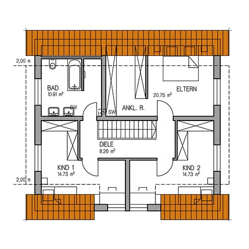 RKR Haustyp | SATTELDACH AMA 148 | Dachgeschoss