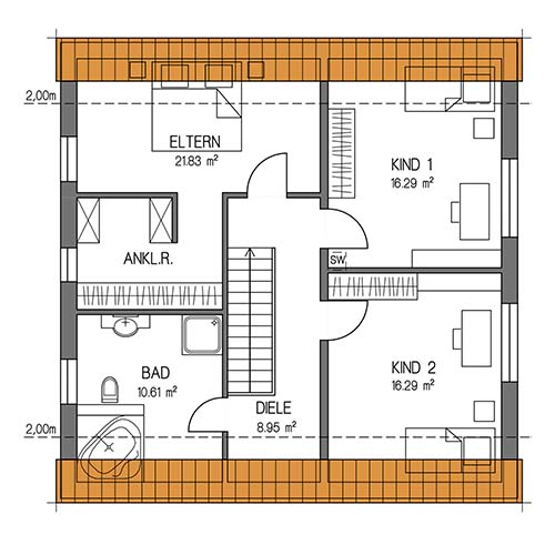 RKR Haustyp | SATTELDACH ELEGANZ 151 | Dachgeschoss