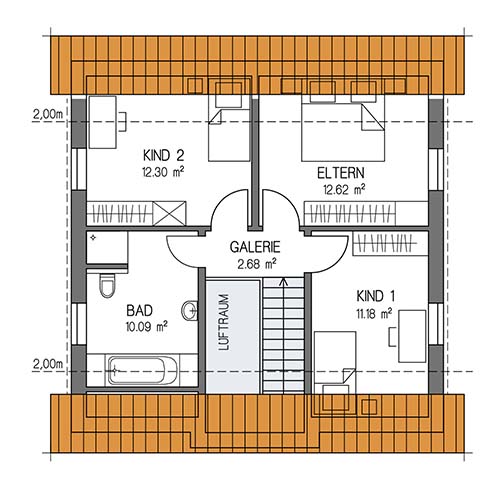 RKR Haustyp | SATTELDACH GALERIE 115 | Dachgeschoss