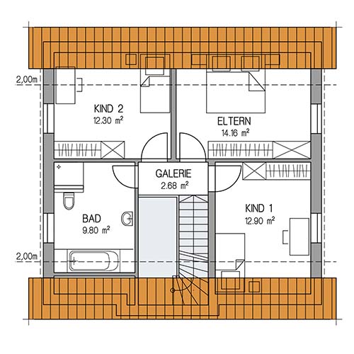 RKR Haustyp | SATTELDACH GALERIE 123 | Dachgeschoss