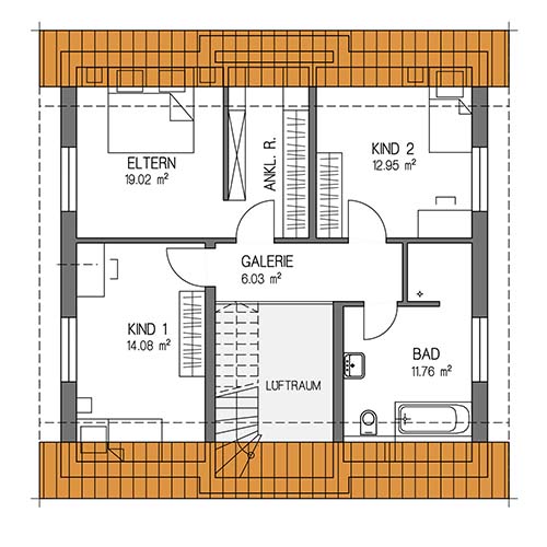 RKR Haustyp | SATTELDACH GALERIE 147 | Dachgeschoss