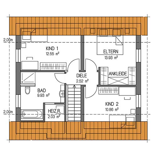 RKR Haustyp | SATTELDACH HARMONIE 117 | Dachgeschoss