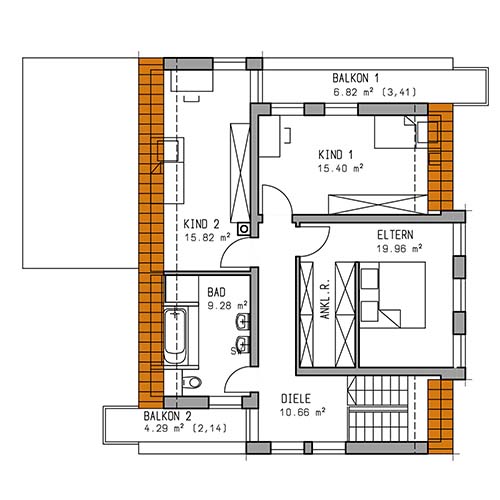 RKR Haustyp | SATTEL PULTDACH ART 1 155 | Dachgeschoss