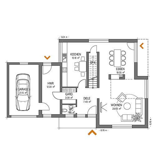 RKR Haustyp | STADTVILLA 163 | Erdgeschoss