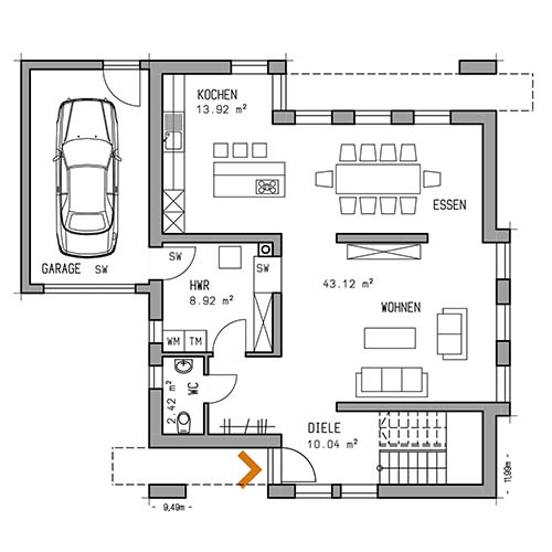 RKR Haustyp | STADTVILLA ART 1 160 | Erdgeschoss