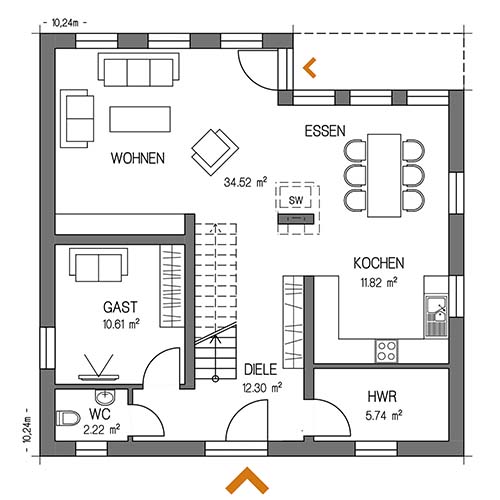 RKR Haustyp | STADTVILLA ELEGANZ 160 | Erdgeschoss