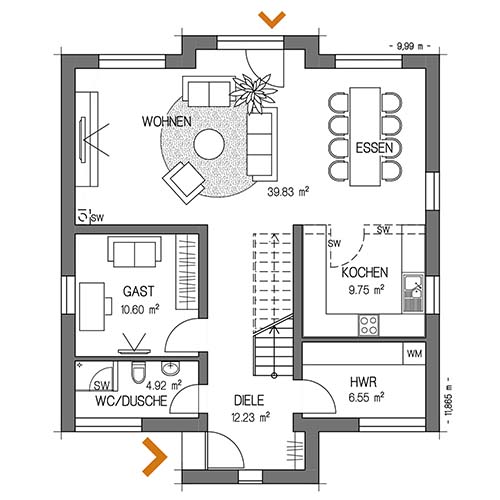 RKR Haustyp | STADTVILLA FAVORIT 155 | Erdgeschoss