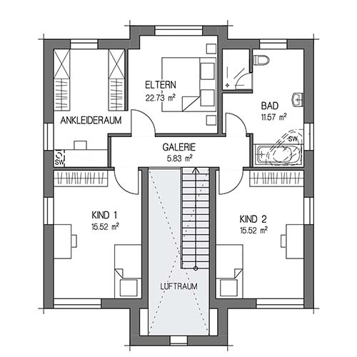 RKR Haustyp | STADTVILLA FAVORIT 155 | Obergeschoss