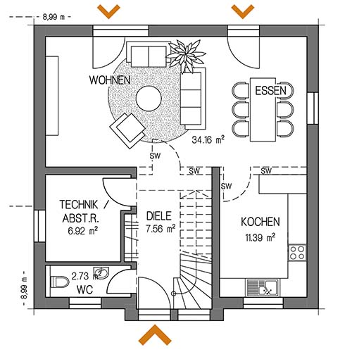 RKR Haustyp | STADTVILLA GALERIE 120 | Erdgeschoss