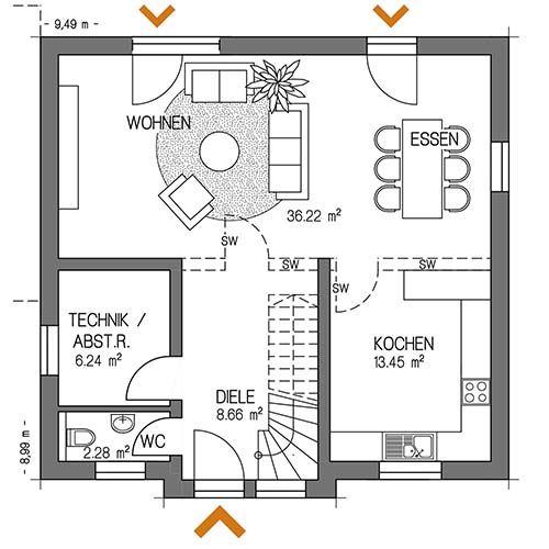 RKR Haustyp | STADTVILLA GALERIE 127 | Erdgeschoss