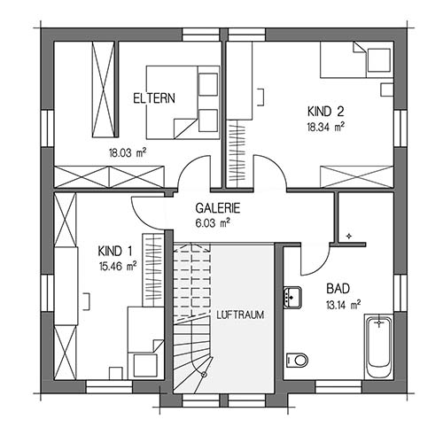 RKR Haustyp | STADTVILLA GALERIE 152 | Obergeschoss