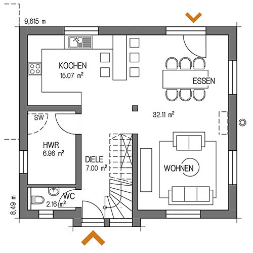 RKR Haustyp | STADTVILLA HARMONIE 125 | Erdgeschoss