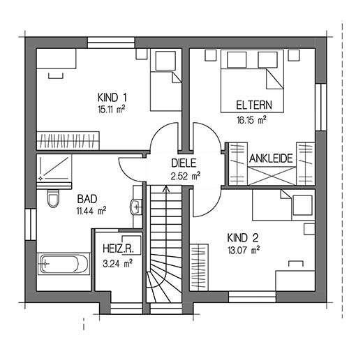 RKR Haustyp | STADTVILLA HARMONIE 125 | Obergeschoss