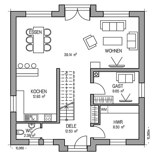 RKR Haustyp | STADTVILLA WEBER 170 | Erdgeschoss