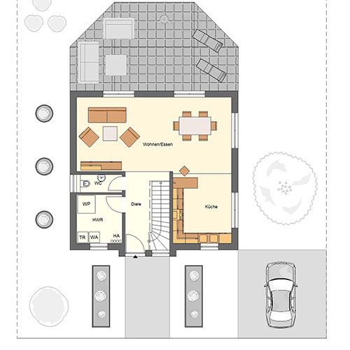 RKR Haustyp | Satteldachhaus Ottweiler 126 | Erdgeschoss